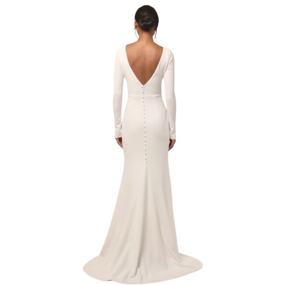 Lulus Feeling of Forever Maxi Dress Womens 3X White L/S Mermaid Wedding Gown - Picture 2 of 10